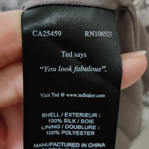 TED BAKER LONDON TB 3 US 6 Silk Tie Back Dress in Gray Multi Geometric Print 👗 - Picture 8 of 9